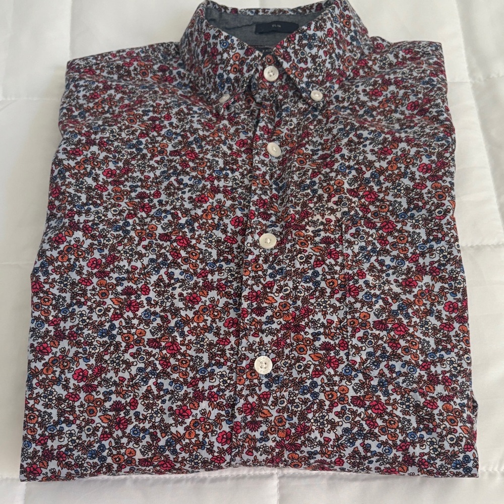 J. Crew‎ Multicolor Floral Shirt button down collar front pocket, long sleeve M